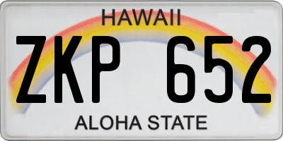 HI license plate ZKP652