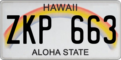 HI license plate ZKP663