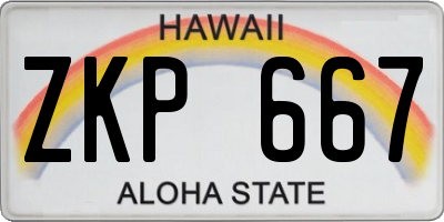HI license plate ZKP667