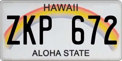 HI license plate ZKP672