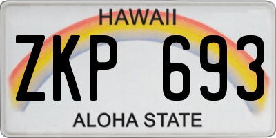 HI license plate ZKP693