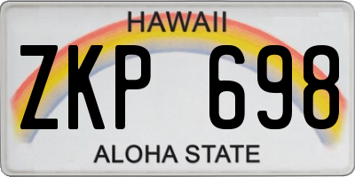 HI license plate ZKP698
