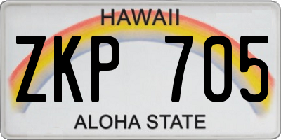 HI license plate ZKP705