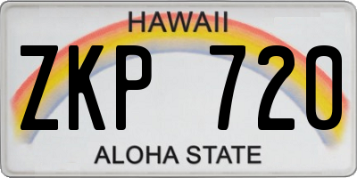HI license plate ZKP720