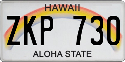 HI license plate ZKP730
