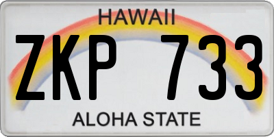 HI license plate ZKP733