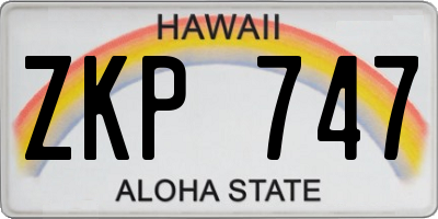 HI license plate ZKP747