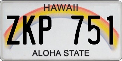 HI license plate ZKP751