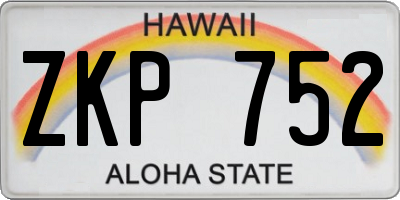 HI license plate ZKP752