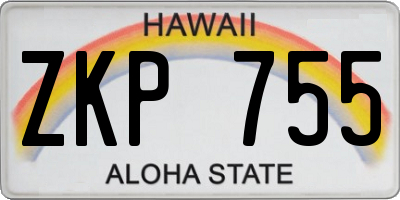 HI license plate ZKP755