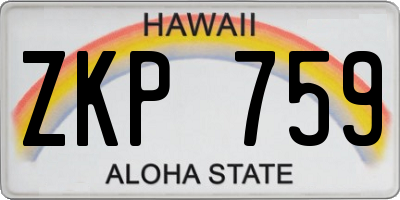 HI license plate ZKP759
