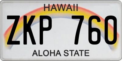 HI license plate ZKP760