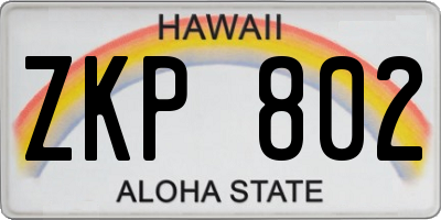 HI license plate ZKP802