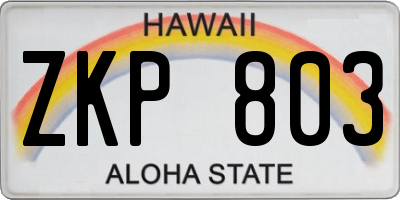 HI license plate ZKP803