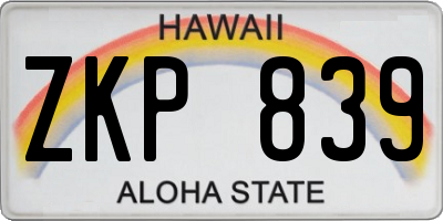 HI license plate ZKP839