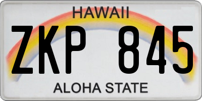HI license plate ZKP845