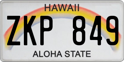 HI license plate ZKP849