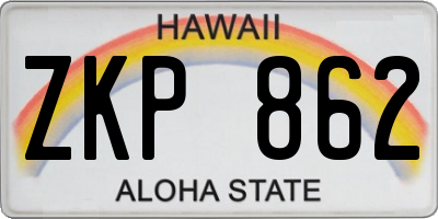 HI license plate ZKP862