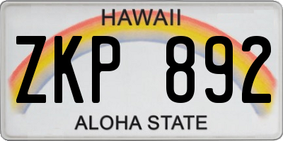 HI license plate ZKP892