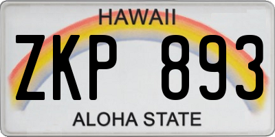 HI license plate ZKP893