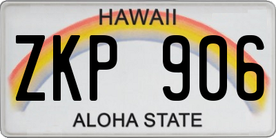 HI license plate ZKP906