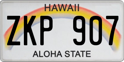 HI license plate ZKP907