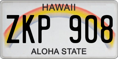 HI license plate ZKP908
