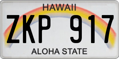 HI license plate ZKP917