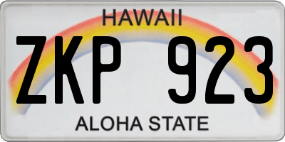 HI license plate ZKP923