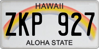 HI license plate ZKP927