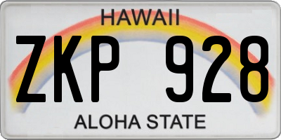 HI license plate ZKP928