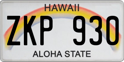 HI license plate ZKP930