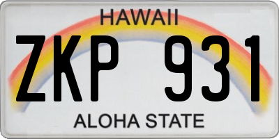 HI license plate ZKP931