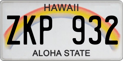 HI license plate ZKP932