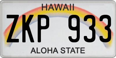 HI license plate ZKP933