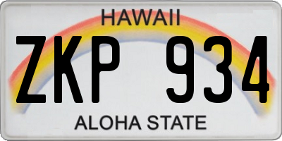 HI license plate ZKP934