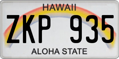 HI license plate ZKP935