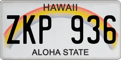 HI license plate ZKP936