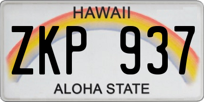 HI license plate ZKP937