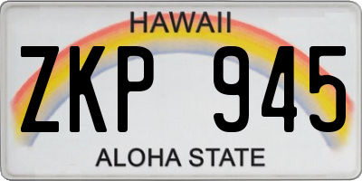 HI license plate ZKP945