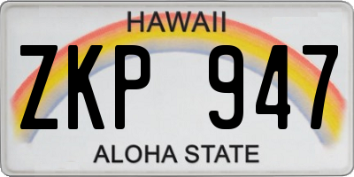 HI license plate ZKP947