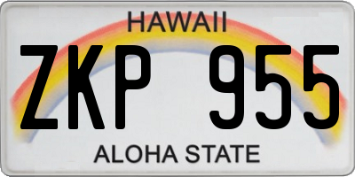 HI license plate ZKP955