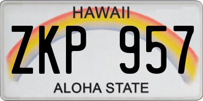 HI license plate ZKP957