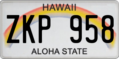 HI license plate ZKP958
