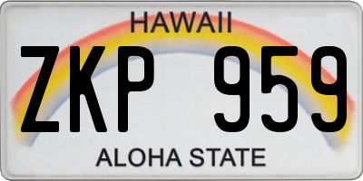 HI license plate ZKP959