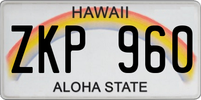 HI license plate ZKP960