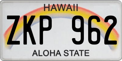 HI license plate ZKP962