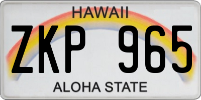 HI license plate ZKP965