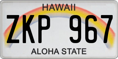 HI license plate ZKP967