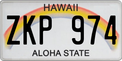HI license plate ZKP974